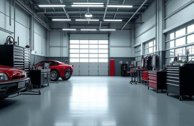 Clean and organized interior of the RODU Auto Repair LLC workshop